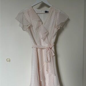 Maison Tara Light Pink Ruffle Midi Dress